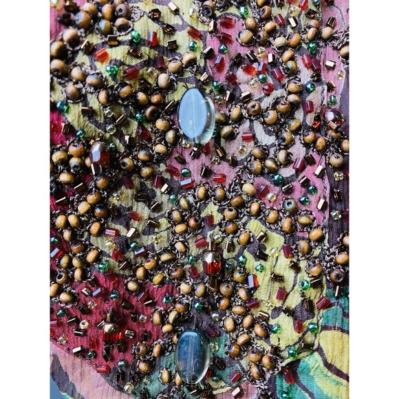 F. Lafayette 148 New York Silk Tunic 4 Embroidered Blouse Long Sleeve V Neck - Picture 5 of 7